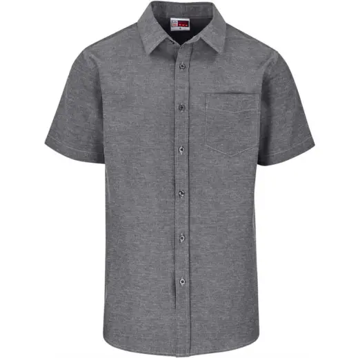 Mens Short Sleeve Oxford Shirt Dark Grey Front